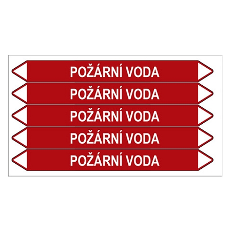 Značení potrubí, požární voda,5 ks, 150 × 12 mm